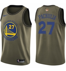 Men's Nike Golden State Warriors #27 Zaza Pachulia Swingman Green Salute to Service 2018 NBA Finals Bound NBA Jersey
