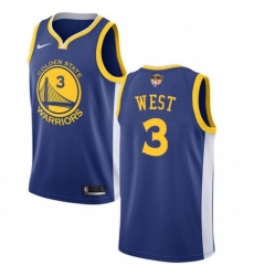 Youth Nike Golden State Warriors #3 David West Swingman Royal Blue Road 2018 NBA Finals Bound NBA Jersey - Icon Edition