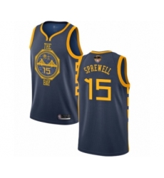 Youth Golden State Warriors #15 Latrell Sprewell Swingman Navy Blue Basketball 2019 Basketball Finals Bound Jersey - City Edition