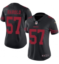 Women's Nike San Francisco 49ers #57 Eli Harold Limited Black Rush Vapor Untouchable NFL Jersey