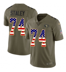 Men's Nike San Francisco 49ers #74 Joe Staley Limited Olive/USA Flag 2017 Salute to Service NFL Jersey