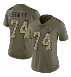 Women's Nike San Francisco 49ers #74 Joe Staley Limited Olive/Camo 2017 Salute to Service NFL Jersey