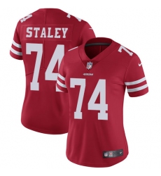 Women's Nike San Francisco 49ers #74 Joe Staley Red Team Color Vapor Untouchable Limited Player NFL Jersey