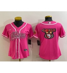 Women's San Francisco 49ers Pink Team Big Logo With Patch Cool Base Stitched Baseball Jersey