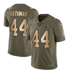 Men's Nike San Francisco 49ers #44 Tom Rathman Limited Olive/Gold 2017 Salute to Service NFL Jersey