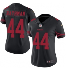 Women's Nike San Francisco 49ers #44 Tom Rathman Limited Black Rush Vapor Untouchable NFL Jersey