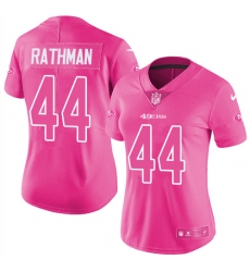 Women's Nike San Francisco 49ers #44 Tom Rathman Limited Pink Rush Fashion NFL Jersey