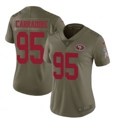 Women's Nike San Francisco 49ers #95 Cornellius Carradine Limited Olive 2017 Salute to Service NFL Jersey