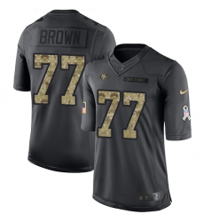 Men's Nike San Francisco 49ers #77 Trent Brown Limited Black 2016 Salute to Service NFL Jersey