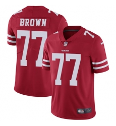 Youth Nike San Francisco 49ers #77 Trent Brown Red Team Color Vapor Untouchable Limited Player NFL Jersey