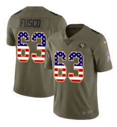 Men's Nike San Francisco 49ers #63 Brandon Fusco Limited Olive/USA Flag 2017 Salute to Service NFL Jersey