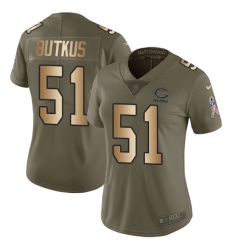 Women's Nike Chicago Bears #51 Dick Butkus Limited Olive/Gold Salute to Service NFL Jersey