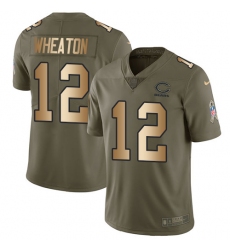 Men's Nike Chicago Bears #12 Markus Wheaton Limited Olive/Gold Salute to Service NFL Jersey