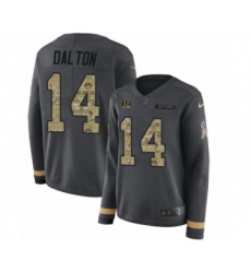 Women's Nike Cincinnati Bengals #14 Andy Dalton Limited Black Salute to Service Therma Long Sleeve NFL Jersey