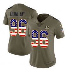 Women's Nike Cincinnati Bengals #96 Carlos Dunlap Limited Olive/USA Flag 2017 Salute to Service NFL Jersey
