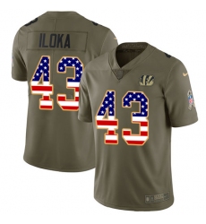 Men's Nike Cincinnati Bengals #43 George Iloka Limited Olive/USA Flag 2017 Salute to Service NFL Jersey