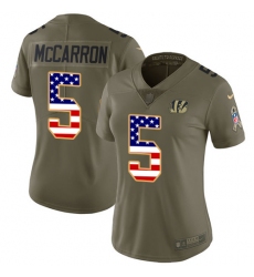 Women's Nike Cincinnati Bengals #5 AJ McCarron Limited Olive/USA Flag 2017 Salute to Service NFL Jersey