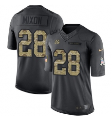 Men's Nike Cincinnati Bengals #28 Joe Mixon Limited Black 2016 Salute to Service NFL Jersey