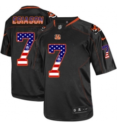 Men's Nike Cincinnati Bengals #7 Boomer Esiason Elite Black USA Flag Fashion NFL Jersey