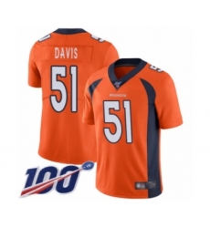 Men's Denver Broncos #51 Todd Davis Orange Team Color Vapor Untouchable Limited Player 100th Season Football Jersey