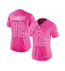 Women's Denver Broncos #12 Brendan Langley Limited Pink Rush Fashion Football Jersey