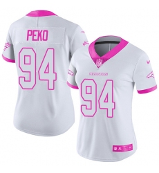 Women's Nike Denver Broncos #94 Domata Peko Limited White/Pink Rush Fashion NFL Jersey
