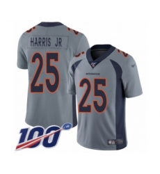Youth Denver Broncos #25 Chris Harris Jr Limited Silver Inverted Legend 100th Season Football Jersey