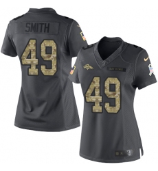 Women's Nike Denver Broncos #49 Dennis Smith Limited Black 2016 Salute to Service NFL Jersey