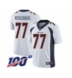 Men's Denver Broncos #77 Karl Mecklenburg White Vapor Untouchable Limited Player 100th Season Football Jersey
