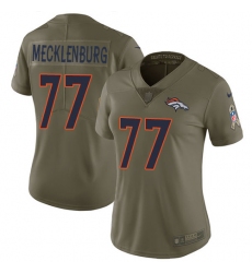 Women's Nike Denver Broncos #77 Karl Mecklenburg Limited Olive 2017 Salute to Service NFL Jersey