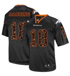 Men's Nike Denver Broncos #18 Peyton Manning Elite New Lights Out Black NFL Jersey
