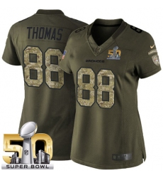 Women's Nike Denver Broncos #88 Demaryius Thomas Limited Green Salute to Service Super Bowl 50 Bound NFL Jersey