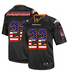 Men's Nike Denver Broncos #22 C.J. Anderson Elite Black USA Flag Fashion NFL Jersey