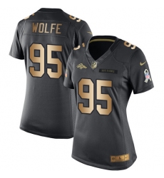 Women's Nike Denver Broncos #95 Derek Wolfe Limited Black/Gold Salute to Service NFL Jersey