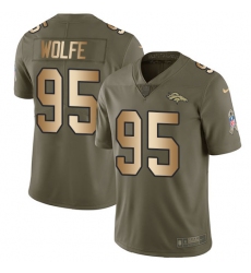 Youth Nike Denver Broncos #95 Derek Wolfe Limited Olive/Gold 2017 Salute to Service NFL Jersey