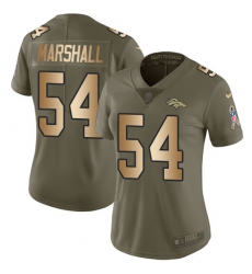 Women's Nike Denver Broncos #54 Brandon Marshall Limited Olive/Gold 2017 Salute to Service NFL Jersey