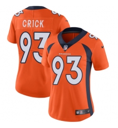 Women's Nike Denver Broncos #93 Jared Crick Orange Team Color Vapor Untouchable Limited Player NFL Jersey