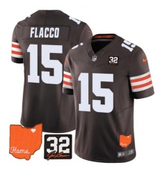 Men's Cleveland Browns #15 Joe Flacco Brown 2025 F.U.S.E. With Jim Brown Memorial & Home Vapor Limited Football Stitched Jersey