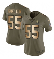 Women's Nike Cleveland Browns #55 Danny Shelton Limited Olive/Gold 2017 Salute to Service NFL Jersey