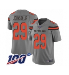 Men's Cleveland Browns #29 Duke Johnson Limited Gray Inverted Legend 100th Season Football Jersey