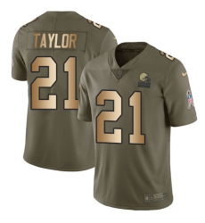 Men's Nike Cleveland Browns #21 Jamar Taylor Limited Olive/Gold 2017 Salute to Service NFL Jersey