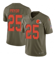 Men's Nike Cleveland Browns #25 Calvin Pryor Limited Olive 2017 Salute to Service NFL Jersey