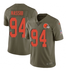 Youth Nike Cleveland Browns #94 Carl Nassib Limited Olive 2017 Salute to Service NFL Jersey