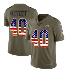Youth Nike Tampa Bay Buccaneers #40 Mike Alstott Limited Olive/USA Flag 2017 Salute to Service NFL Jersey