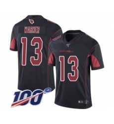 Men's Arizona Cardinals #13 Kurt Warner Limited Black Rush Vapor Untouchable 100th Season Football Jersey