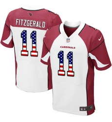 Men's Nike Arizona Cardinals #11 Larry Fitzgerald Elite White Road USA Flag Fashion NFL Jersey