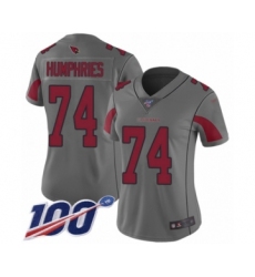 Women's Arizona Cardinals #74 D.J. Humphries Limited Silver Inverted Legend 100th Season Football Jersey