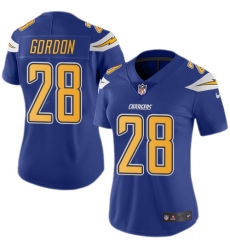 Women's Nike Los Angeles Chargers #28 Melvin Gordon Limited Electric Blue Rush Vapor Untouchable NFL Jersey