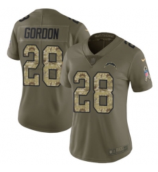 Women's Nike Los Angeles Chargers #28 Melvin Gordon Limited Olive/Camo 2017 Salute to Service NFL Jersey
