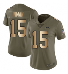 Women's Nike Los Angeles Chargers #15 Dontrelle Inman Limited Olive/Gold 2017 Salute to Service NFL Jersey